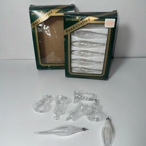 Vintage Pyramid hand crafted glass clear ornaments-